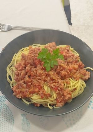 Una foto de Spaghettis caseros