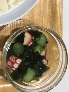 A picture of Vinegard octopus and cucumber.