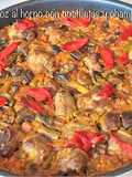 Arroz al horno con costillejas y champiñones