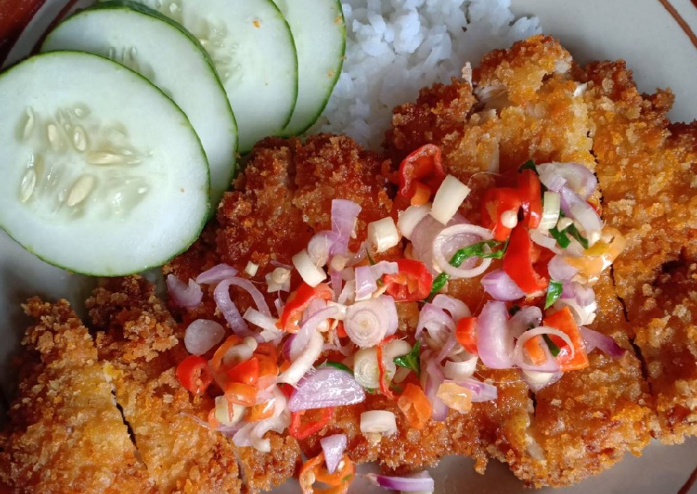 Chicken katsu sambal matah