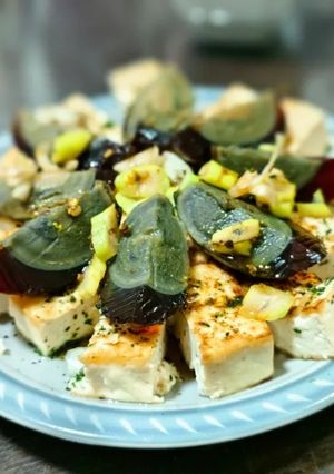 A picture of My Light Meal: Spicy Pepper Century Egg Tofu.