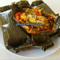 A picture of Steam Fish in Banana Leaves.