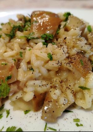 A picture of Risotto with Chanterelle Mushrooms.