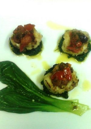صورة لوصفة 🐟هامور مشوى مع سبانخ،🐟 Grilled Hamour fish with spinach🍲🌿☘