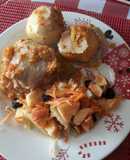 Pollo sudado y ensalada de manzana