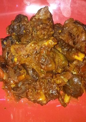A picture of Peppered goat meat.