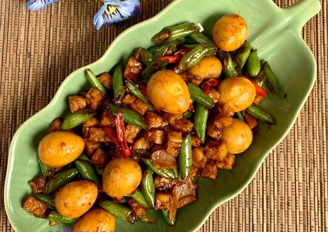 Oseng Buncis Tempe Telur Puyuh