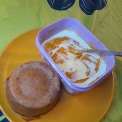 A picture of Saturday breakfast special: Moimoi and Custard.