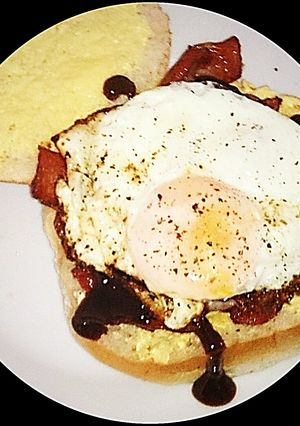A picture of Tex's Bacon & Egg Butty 🐷🍳 🍞.