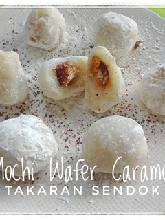 Foto resep Mochi Tanpa Tepung Ketan Isi Wafer Karamel (takaran sendok)