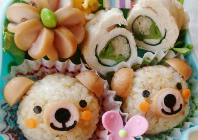 Easiest Way to Prepare Delicious Bear &amp;amp; Flower Bento with 1 Wiener Sausage