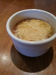 A picture of "Baked French Onion" Soup.