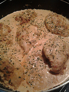 A picture of Hungarian chicken paprikash.
