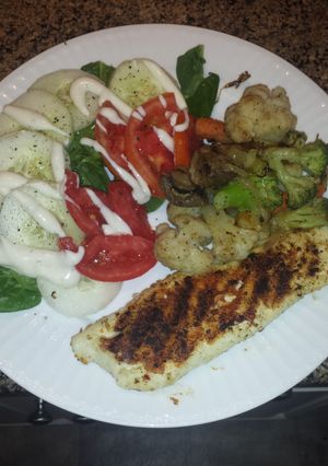 A picture of Grilled Tilapia dinner.