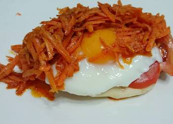 Popular Cuisine Poached Egg Top Spicy Buttered Carrot Breakfast Sandwich Delicious Perfect Popular Cuisine Poached Egg Top Spicy Buttered Carrot Breakfast Sandwich Delicious Perfect