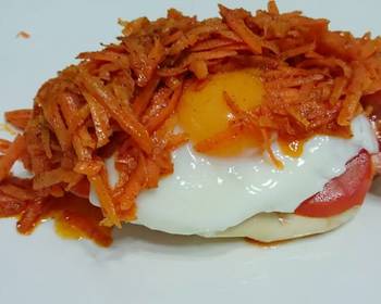 Best Recipe Poached Egg Top Spicy Buttered Carrot Breakfast Sandwich Delicious and Healthy