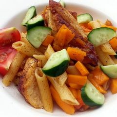 A picture of Spicy Buttery Squash And Chicken With Penne.