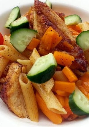A picture of Spicy Buttery Squash And Chicken With Penne.