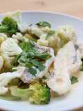 Monkfish with Cauliflower & Spring Onions In Creamy Wine Sauce