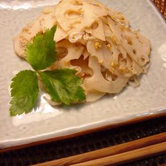 A picture of Umeboshi Plum Flavoured Lotus Root Kimpira.