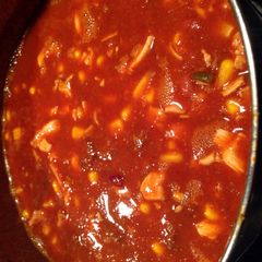 A picture of Chili Bean Cornbread Casserole.