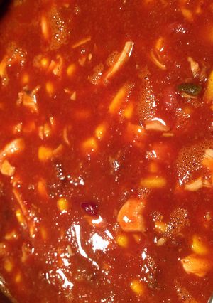 A picture of Chili Bean Cornbread Casserole.