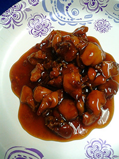 A picture of Bourbon Chicken.