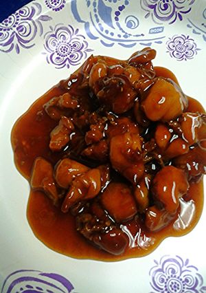A picture of Bourbon Chicken.