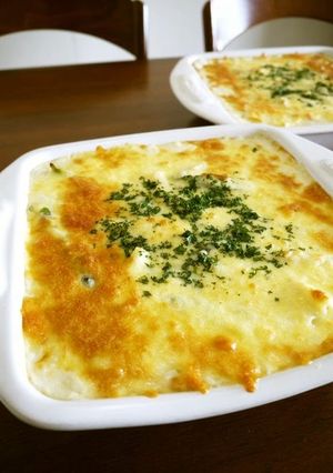 A picture of Seafood Gratin with Homemade Sauce.