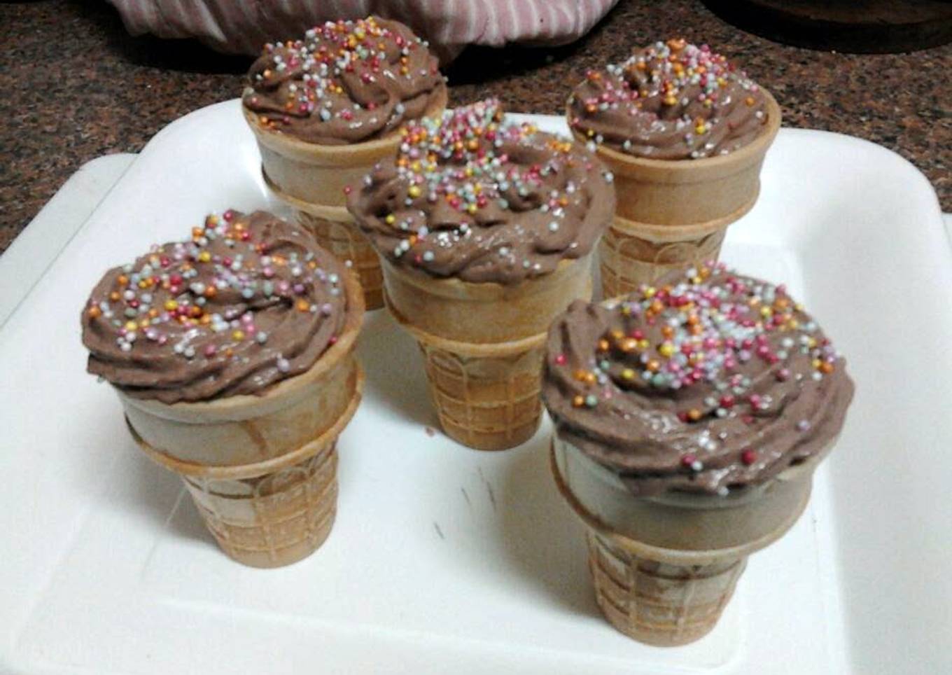 Ladybirds Naughty Choc Mousse Cones .