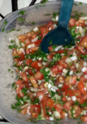 A picture of home made salsa.
