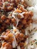 Ensalada de lentejas y merluza a la plancha