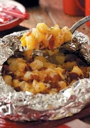 A picture of Three Cheese Campfire Potatoes.