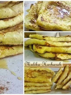A picture of French Toast with honey and cinnamon.
