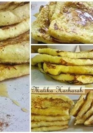 A picture of French Toast with honey and cinnamon.
