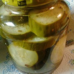 A picture of Thickles, thick pickles.