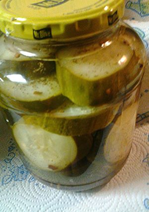 A picture of Thickles, thick pickles.