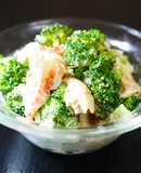 Microwave Broccoli and Imitation Crab with Sesame Mayo Salad