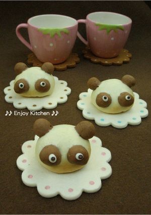 A picture of Easy Panda Bread made with Pancake Mix!.