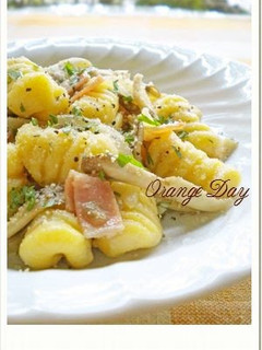 A picture of Sweet Potato Gnocchi with Garlic and Butter Sauce.