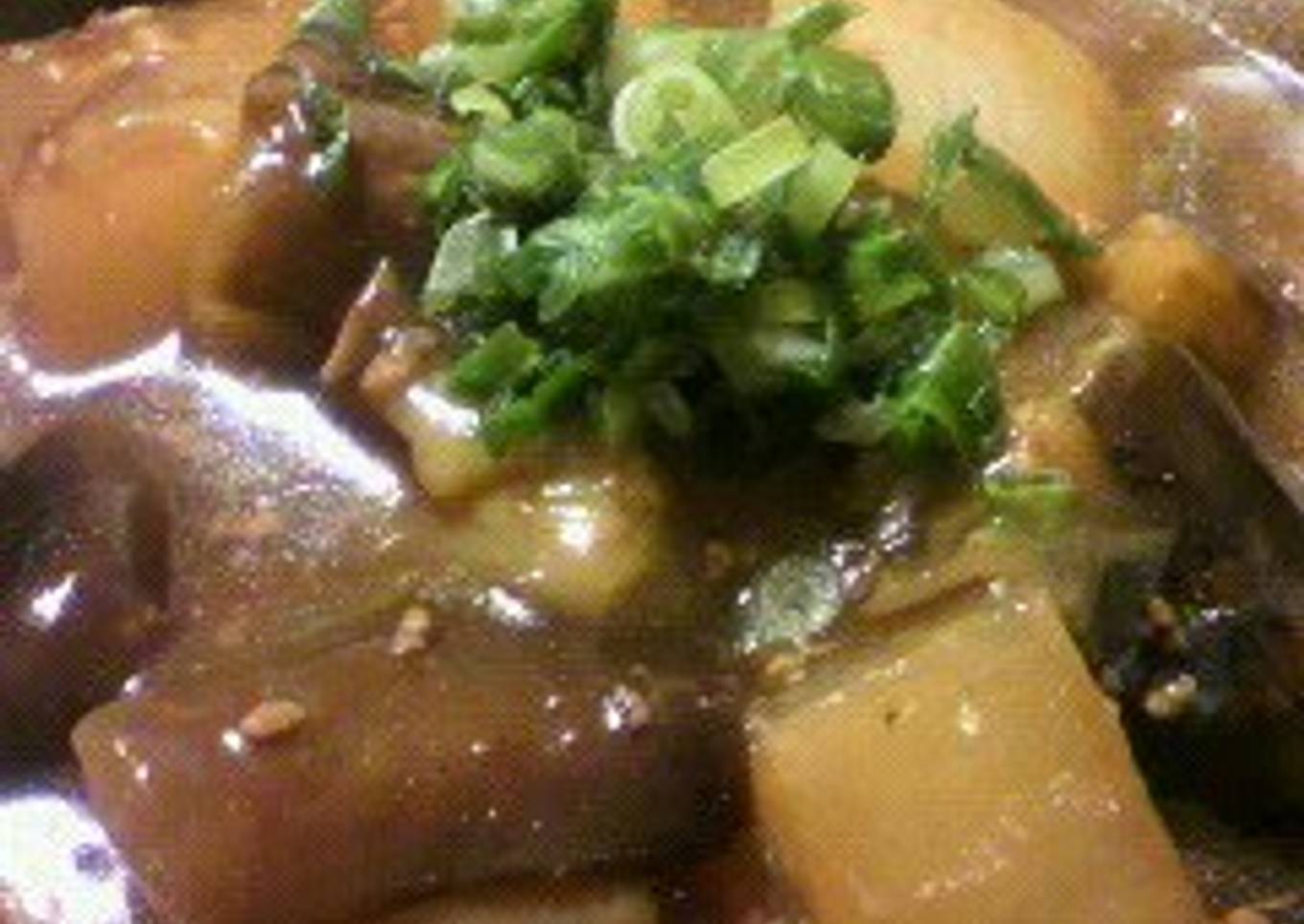 Easy Daikon Radish and Eggplant with Thickened Ground Pork Sauce