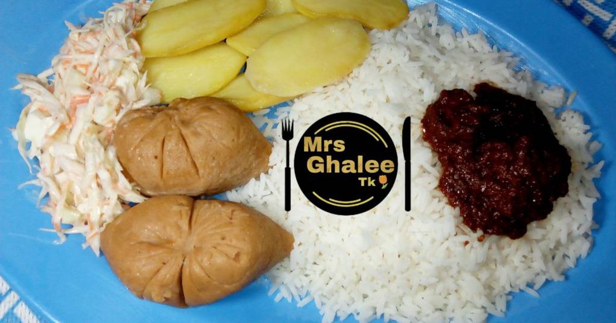 Mu Moi Rice White Rice With Stew Moimoi And Coleslow Recipe by Mrs Ghalee Tk ...