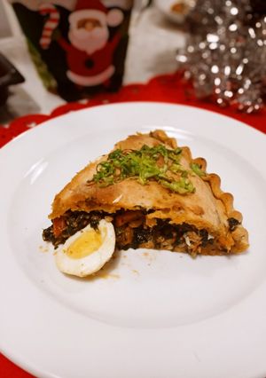 Foto principal de Tarta de carne, espinacas y huevos ☃️😋