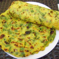 A picture of Bok Choy Akki Roti.