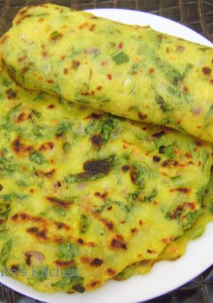 A picture of Bok Choy Akki Roti.
