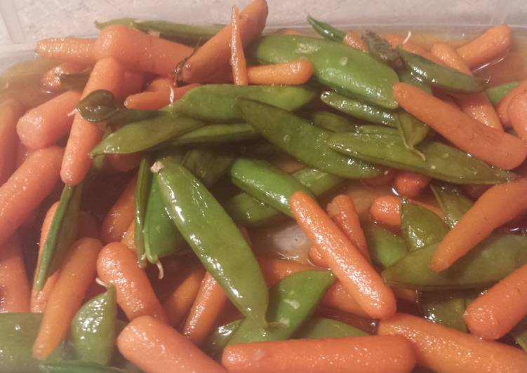 Asian style sugar snap peas and baby carrots