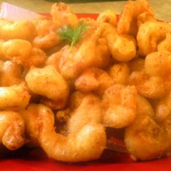 A picture of beer batter shrimp.