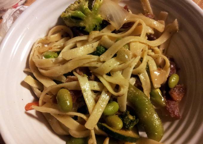 Fava and Edamame Mixed Veggie Fettuccini