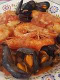 Suquet de rape, merluza, langostinos y mejillones,