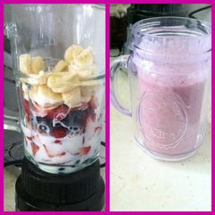 Strawberry Blueberry, And Banana Smoothie A picture of Strawberry Blueberry, And Banana Smoothie.